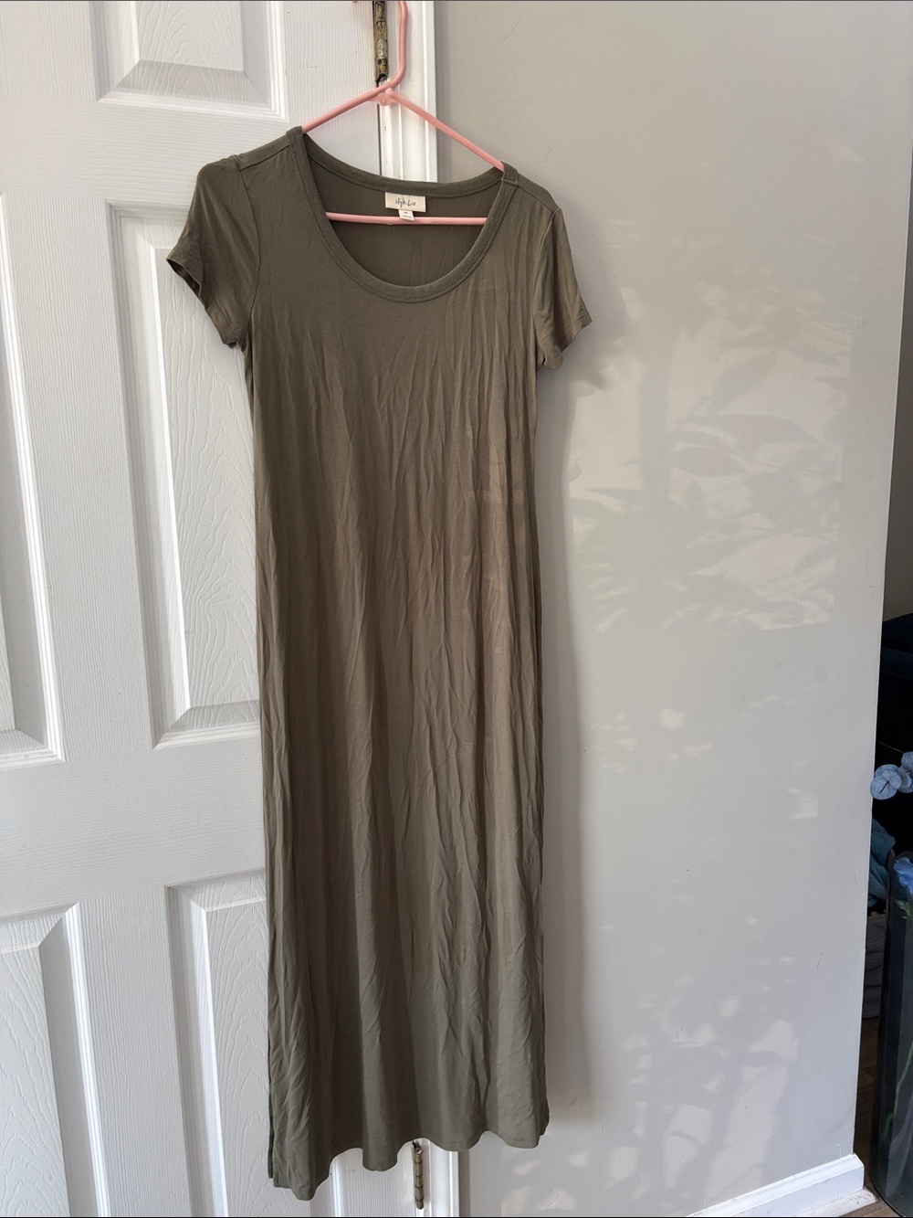 Style & Co. Olive Green Maxi T-Shirt Dress